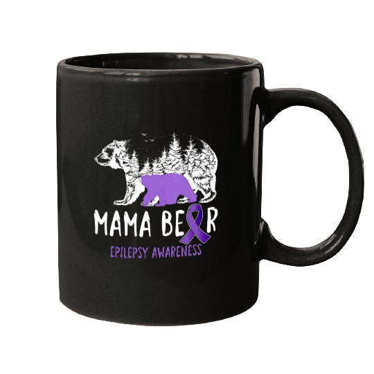 Mama Bear Purple Ribbon Warrior Supporters Epilepsy Month Mugs