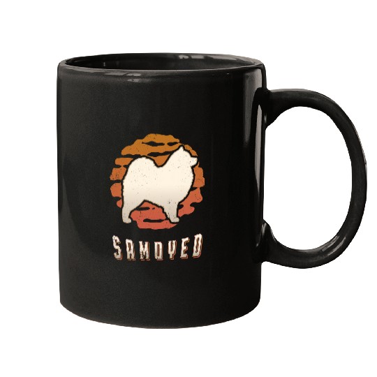 Dog Samoyed vintages Retro Classic Dog Sunset Mugs