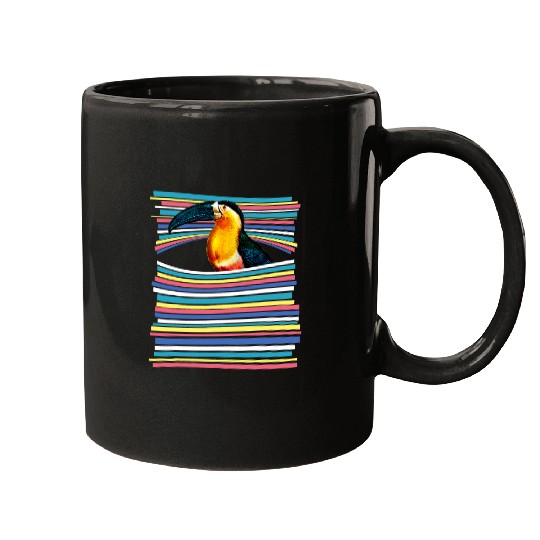 Toucan Pastel Rainbow Striped   vintages Animal Aesthetic Mugs