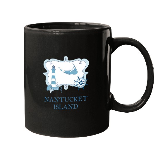 Nantucket Summer Style Clothing Light House and Wheel Mugs