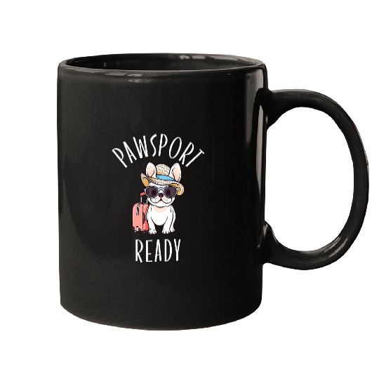 Cream French Bulldog Pawsport Ready Funny Dog Traveling Mugs