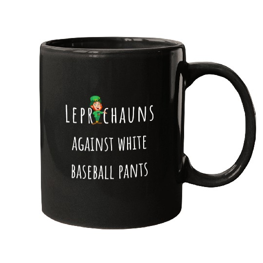 Leprechauns against white baseball pants Softball slogan Mugs