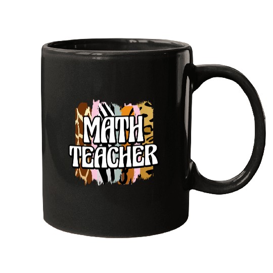 Math Teacher Leopard Print Mugs