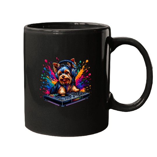 Disc Jockey Yorkshire Terrier DJ Yorkie Dog Puppy Lover Mugs