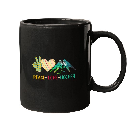 Peace Love Ice Hockey Cute Graphical Winter Sport Hockey Fan Mugs
