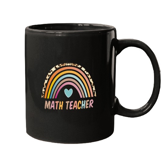 Math Teacher Rainbow  Leopard Back To School Mugs