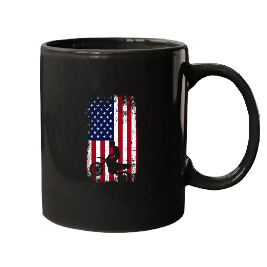 Patriotic Motocrosser Dirt Bike American Flag Motocross Mugs
