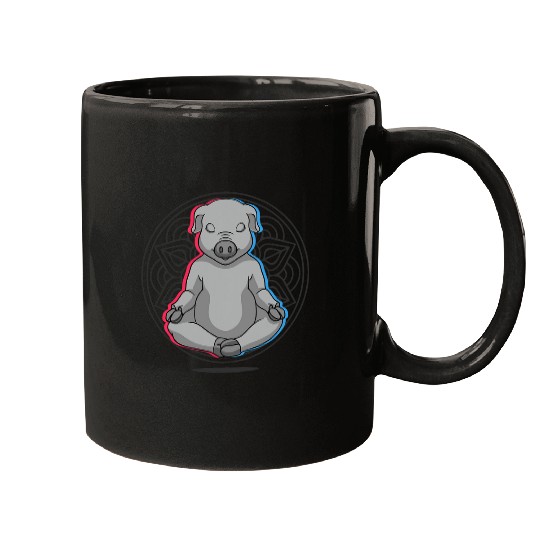 Namaste Pig Mandala Lotus Meditation Pig Mugs