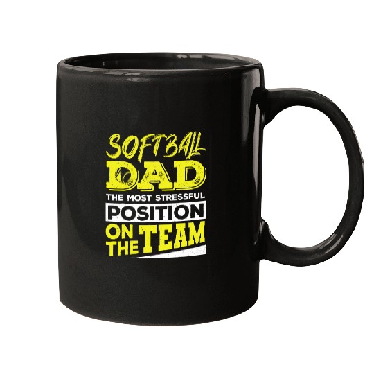 Softball Dad Men Softball Lover Fathers Day 1 Mugs