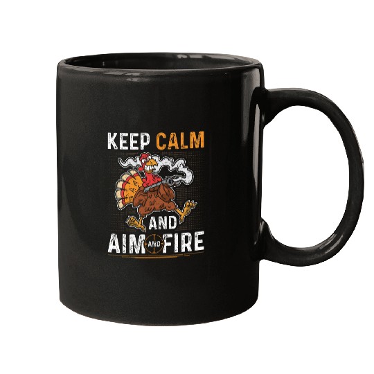 Turkey Hunter Aim And Fires Funny Gobbler Turkey Hunting Mugs