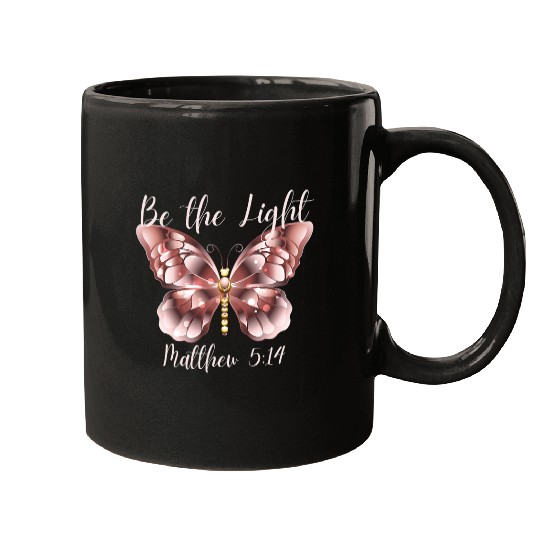 Mens Be The Light 2Matthew 514 Biblical Christian Butterfly Tee Mugs