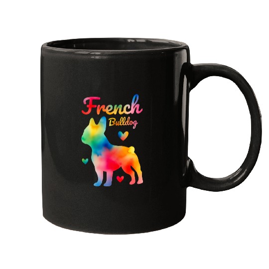 French Bulldog Watercolor Colorful Rainbow Dog Mugs