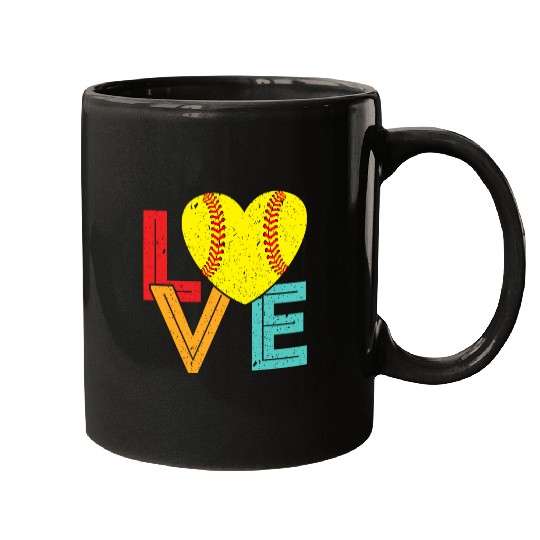 Love Softball Player vintages Softball Team Valentins Day Mugs