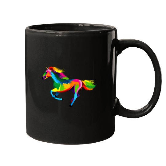 Horse Head Colorful Art Animals Watercolor Painting Horses Mugs