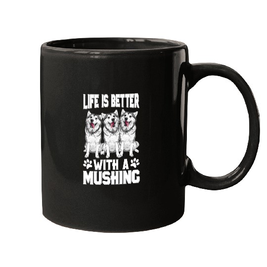 Dog Husky Funny Mushing Dog Sled Dog Husky Snow Dog Racing 2 Mugs