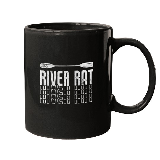 River Rat Kayaking Paddling Kayaker Paddler Distressed Mugs