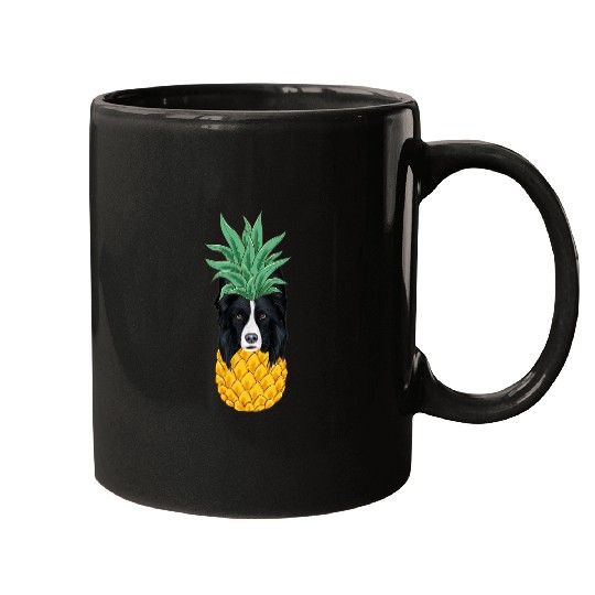 Funny Border Collie pineapples Dog Mugs