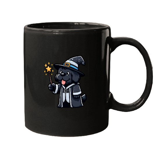 Newfoundland Dog Wizard Funny Magic Mugs