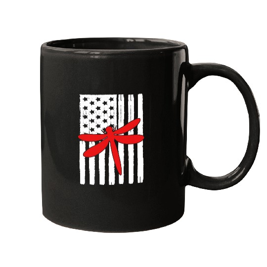 USA American Flag Dragonfly Lover Idea For Insect Lovers Mugs