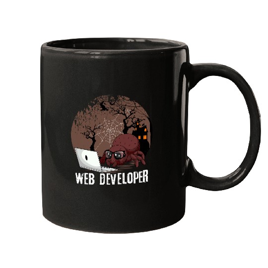 Web Developer Spider Working Website Programming Halloween Mugs