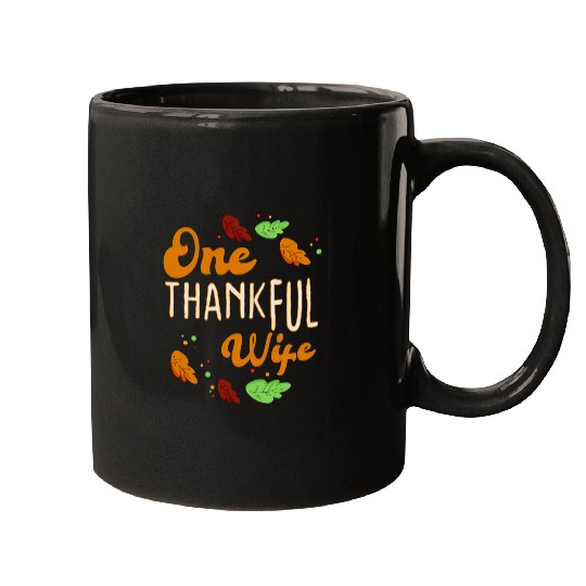 One Thankful Wife Autumn Fall Turkey Thanksgiving Day 2 Mugs
