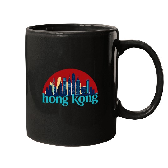 Hong Kong China vintages Retro City Skyline Cityscape Art Mugs