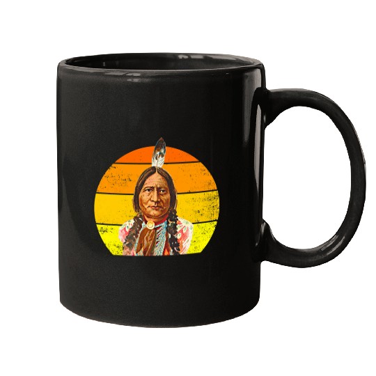 Sitting Bull Native American Day Design vintages Sunset Mugs