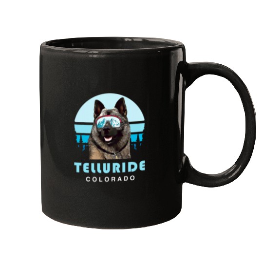 Norwegian Elkhound Skis Telluride Colorado Dog Lover Mugs