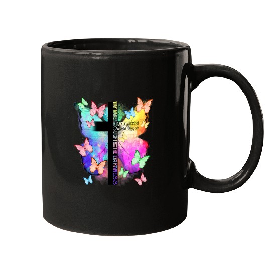 Way Maker Butterfly Half Cross Funny Christian Butterfly Tee Mugs