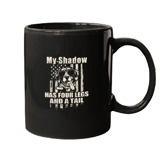 My Shadow German Shorthaired Pointer Proud American Flag Fun Mugs
