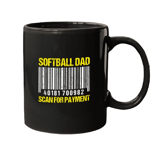 Softball Dad Scan For Payment Funny Fathers Day Softball Mugs