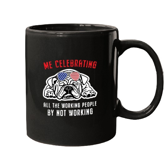 Funny Dog Labor Day Labor Day Flag French Bulldog Pug Mugs