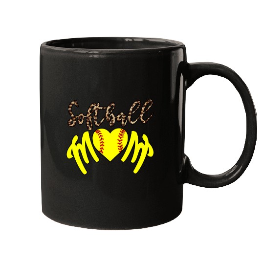 Softball Mom Leopard Funny Baseball Mom Mothers Day Mugs