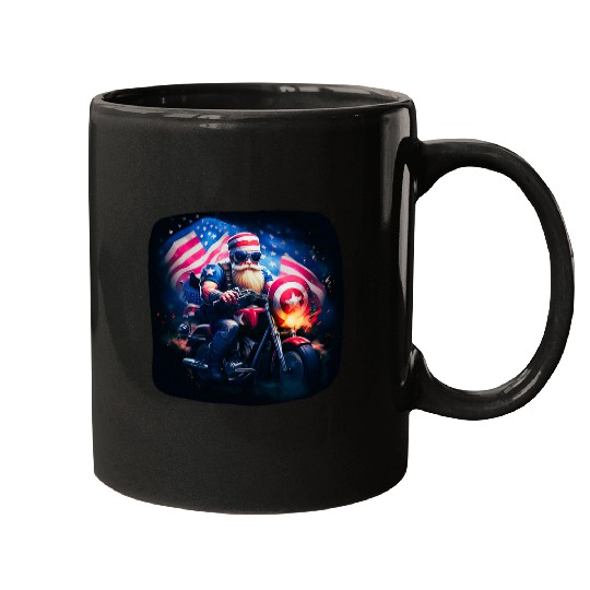 Discover Patriotic Motorcycle Rider T Gnome on a USA Flag Cruise T Mugs