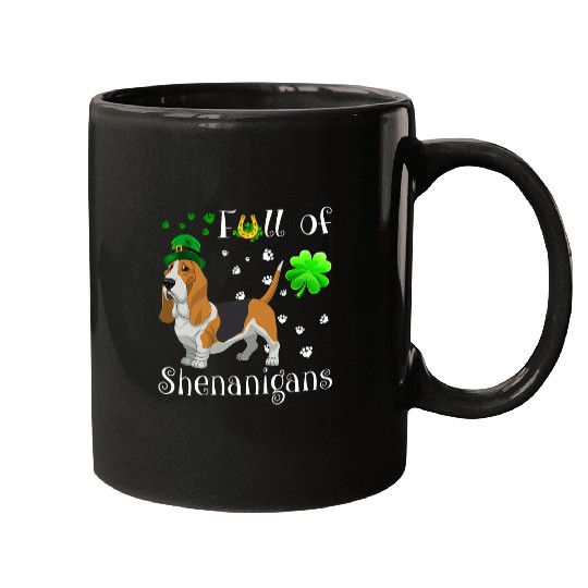 Discover Full Of Shenanigans basset hound Dog Irish Mugs