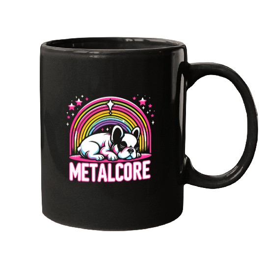 Metalcore Rainbow French Bulldog Death Core Vocalist Graphic Mugs