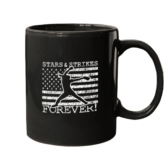 Stars and Strikes Forever Fastpitch Softball American Flag Mugs