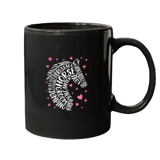 Horse Typography Word Art Girls Horseback Riding Equestrian Mugs