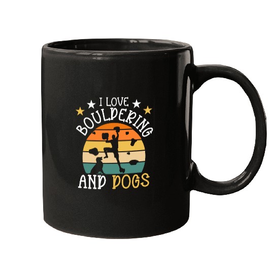 I Love Bouldering And Dogs vintages Rock Climbing Climb Retro Mugs