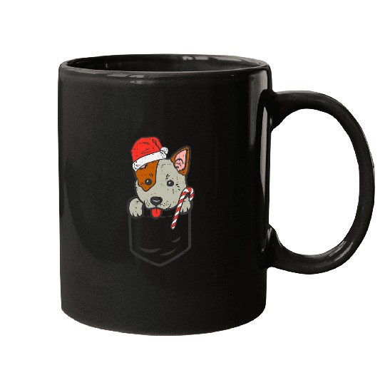 Pocket Australian Cattle Dog Heeler Santa Christmas Xmas Mugs