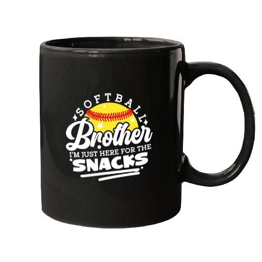 Softball brother Im Just Here for the snacks retro Softball 1 Mugs