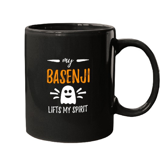 My Basenji Lifts My Spirit Dog Mom Halloween Gift Mugs