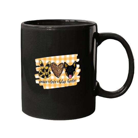 Peace Love Blue Heeler Dog Mom Mama Western Farm Cattle Cute Mugs