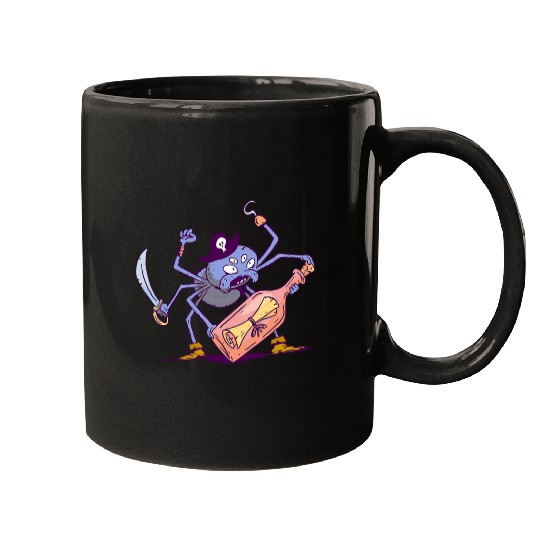 Pirate Spider Motif Message in a Bottle Mugs