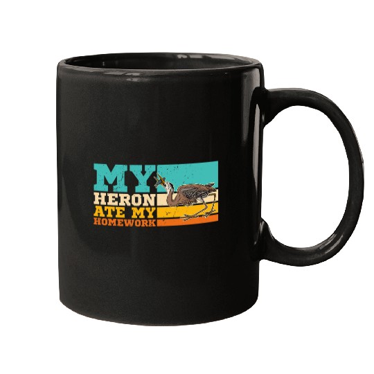 Heron water wildlife birdwatching birder biologist binocular 16 Mugs