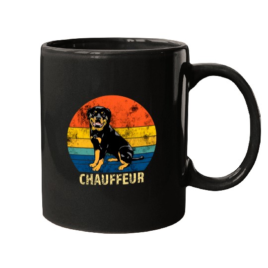Rottweiler Chauffeur Retro Circle Dog Owner Mugs