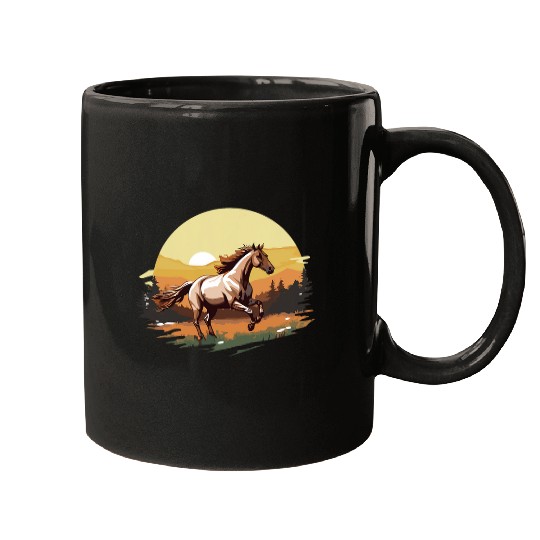 Horse Art Portrait Horseback Equestrian Riding Horse Graphic 1 Mugs