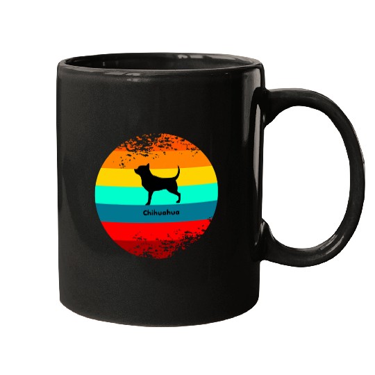 Grunge vintages Sunset Graphic Dog Breed Chihuahua Mugs