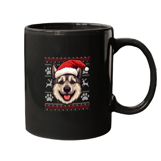 Discover Norwegian Elkhound Santa Hat Christmas Funny Dog Mom Dad 1 Mugs