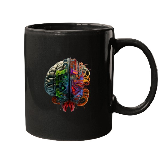 Human Robot AI Computer Brain Mugs